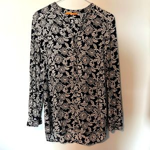 Hugo Boss Orange Floral sz 4/M Long Sleeve Half Buttons